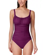 Profile by Gottex Tutti Frutti Scoop Neck Shirred Bust One Piece Swimsuit