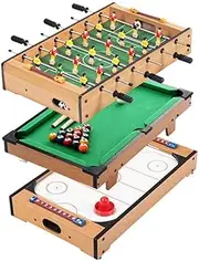 Mini Table Games Multiplayer Table Set with Billiards, air Hockey, Table Football