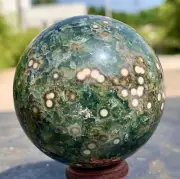 256G Natural Colorful ocean jasperquartz geode crystal sphere ball healing