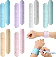 Wzenclave 12Pcs Reminder Bracelet 9.37 * 1.8inch Student Erasable Repeated Writing Memo and Note Taking Wristband with Silicone Snap Ring Memo Waterproof Wristband, Reusable Erasable Wrist Notepad