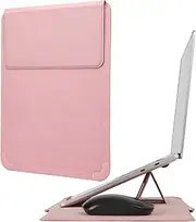 Hyfant Laptop Sleeve with Folding Stand and Mouse Pad 13-14 Inch Leather Laptop Bag Notebook Protective Case Slim Bag for MacBook Air/Pro Dell Lenovo ThinkPad HP Samsung Asus