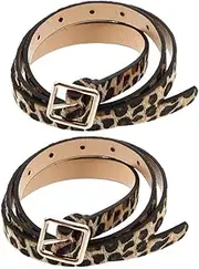[Healvian] 2 Pcs Adjustable Leopard Print Belts for Women Versatile Fashion Waist Belts with Metal Buckle for Jeans Dresses and Casual Outfits Stylish Accessory for Every Occasion