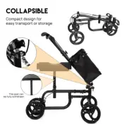 Foldable Knee Walker Mobility Alternative Crutches Wheelchair with Basket