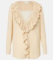 [Saint Laurent] Saint Laurent Ruffled silk crepon blouse UK 10 white