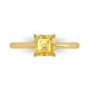 1.0 ct Asscher Cut Natural Citrine Wedding Bridal Promise Ring 14k Yellow Gold