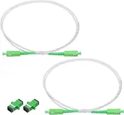 uxcell 2Pcs 3.3Ft Single Mode Simplex OS2 Fiber Optic Patch Cable LSZH SC/APC-SC/APC Armored Jumper Optical White for Fiber Optic LAN Networks with Adapter