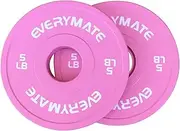 EVERYMATE Pink Change Weight Plates 5LB Set Fractional Plate Olympic Bumper Plates for Cross Training Bumper Weight Plates Steel Insert Strength Training Weight Plates