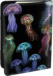 [JEJEA] Color Jellyfish Print Travel Organizer Credit Cards Case Passport BookPassport Holder Cover Wallet forTraveling,, Black, One Size