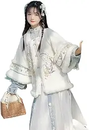 [JIMINISO] Women Three-Piece Full Set Ming Dynasty Top Pleated Skirt Cute Fairy Chinese Traditional Antique Suit Half Sleeves