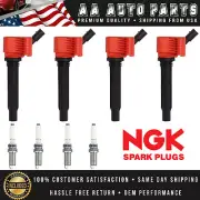 Red Ignition Coil & NGK Ruthenium Spark Plug for Volkswagen Jetta Audi A4 UF765