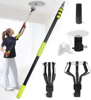 Telescoping Light Bulb Changer Pole Kit, 3 to 12 FT with Baskets & Suction Cup
