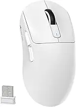MAMBASNAKE x Attack Shark X3 Wireless Gaming Mouse, 49g Ultralight,PixArt PAW3395 26000 DPI, Bluetootth/2.4Ghz /Wired Tri-Mode, 200Hrs Rechargeable Batteey, Kailh GM8.0 Switch for PC/MAC/Win - White…