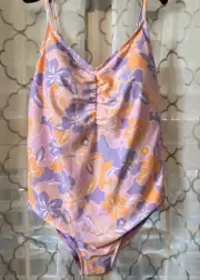 Juniors Plus Ninety-Nine Purple Orange Floral One Pc Swimsuit Fully lined 2X NWT