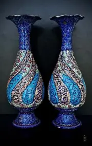 Set Of Two Copper vase Hand painted with enamel