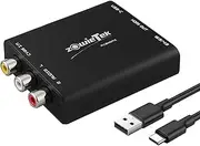 zowietek av V/RCA/CVBS to HDMI Converter, No Latency for Games, Plug & Play, Aluminum Drop Resistant, 4:3/16:9 Switch, Type-C Power, Compatible with Wii, N64, PS, Xbox, SNES, DVD, VHS, VHS, VCR