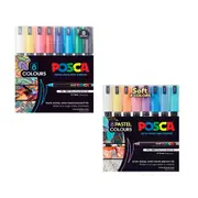 Uni Posca Extra Fine Tip Paint Marker (8pk) - Pastel Colours