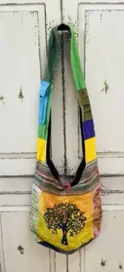 Festival Crossbody Patchwork Tree Of Life Boho Hippie Hobo Sling Bag Button E2