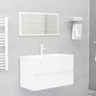 Bathroom Vanity Unit Mirror Set Built-in Basin Sink Shelf Storage Cabinet White