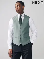 Green Textured Suit Waistcoat (E93214) | $100