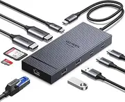 UGREEN USB C Docking Station Dual Monitor, Revodok Pro 2102 (10-in-1) Dock with 4K@60Hz HDMI Display, Type A&C 3.2 Ports, SD/TF Card Reader, PD 100W Charging, Gigabit Ethernet Adapter for PC Laptop