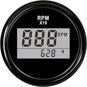 PCECKMZTFZ 8K Boat Tachometer Marine Tacho Meter Gauge LCD Hourmeter 12V/24V 8000 RPM 85mm Car 12v Hour Meter Speedometer(52MM Diameter BN)