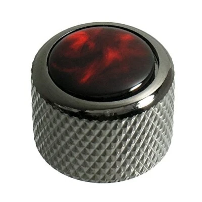 NEW - Q-Parts Dome Knob - RED PEARL ON BLACK CHROME, KBD-0055