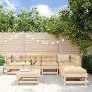 7 Piece Garden Lounge Set with Cushions Solid Wood, Garden Furniture Sets