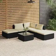 6 Piece Garden Lounge Set with Cushions Poly Rattan Black, Patio Furniture Set for Outdoor Spaces, Sturdy and, Ideal for Balcony and Garden Use, Including Chairs, Coffee Table,Modular Design, Sale
