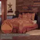 Ninepatch Star Patchwork Luxury King Quilt. VHC Brands. Burgundy, Tan
