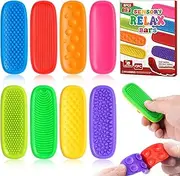Sensory Fidget Toys for Kids Adults 8 Pack Sensory Strips for Autism,ADHD and Anxiety Relief Items for Adults. Quiet Suction Toys for Autism, Stress -Relief Fidgets Calm Strips,Worry Stones Desk Toys