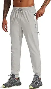 [WILLIT] Men's Hiking Cargo Travel Pants Lightweight Quick Dry Running Joggers Athletic Outdoor Pants with Zipper Pockets