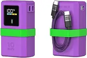 Silicone Protective Case for 10 Mini Power Bank (Model: PB1055) - Anti-Slip Shockproof Cover with Cable Storage Belt, Portable Capsule Holder, 240W Fast Charging Cable (Purple)