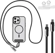 2 in 1 Phone Lanyard with USB-C Cable,Crossbody Neck/Wrist Strap,60W Fast Charging,Universal Cell Phone Strap