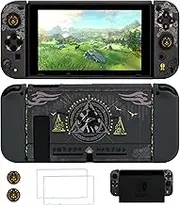 GLDRAM Case for Nintendo Switch, Case Cover for Zelda Compatible with Switch Console and Joy Con Controller, Dockable Hard PC Shell with 2 Screen Protector and 2 Thumb Caps, Game Accessories for Zelda