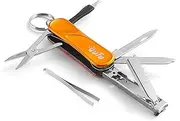 Keychain Nail Clipper Multitool, 7 in 1 EDC Utility Tool with Nail Clipper, Scissors, Gifts for Him Men Husband Dad Boyfriend (Orange)