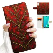 ( For Vivo Y20S ) Wallet Flip Case Cover AJ23520 Red Leaf