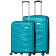 Delphin Wave Hardside 2 Piece Spinner Suitcase Set Large & Medium Turchese Blue