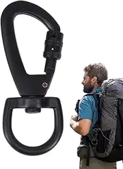 Swivel Carabiner | Portable Black Carabiner with Lock - Rope Clips, Mountain Climbing Clips, Flag Clips, Heavy Duty Eye Snaps for Marine, Sports, Luggage
