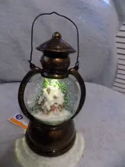 Christmas House Trees Snowman Lantern Lights Up Snow Globe 8.5"