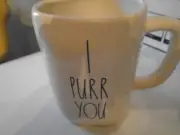 New Rae Dunn Mug " I PURR YOU" Cat Ceramic cream with black simplicity