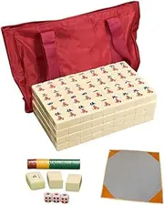 Boutique Mahjong Set Box,Complete Accessories, Production, A Variety of Styles, Majong Set Mah Jong Mah Jongg Sets Majiang,BeigeA,XXXL