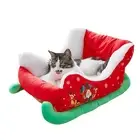 Joyful Pet Bed Durable Festive Christmas Plush Sleigh Sofa for Cats Dogs Holiday