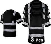 Hi Vis Safety T Shirt for Men Class 2 ANSI Reflective High Visibility Short Sleeves Work Shirt