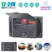 Red Car Dual QC USB Port Fast Charger DC12V-24V Socket Power Outlet Panel Charge