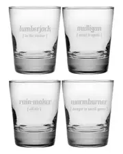 Susquehanna Glass Golf Lingo Set of 4 Double Old Fashioned Glasses