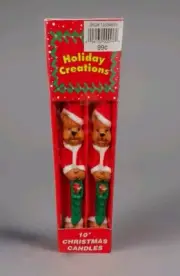 Vintage 10" Christmas Holiday Candles Bear Santa Clause Set NEW Sealed