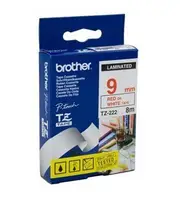 Brother TZe-222 / 9mm Red Text On White Laminated Labelling Tape - 8 Metres