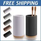 Elegant Bamboo & Diatomite Quick-Drying Toothbrush Organizer for Modern Baths