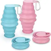 Nefeeko Collapsible Water Bottle,2 Pack 17oz Reuseable BPA Free Silicone Foldable Water Bottles for Travel Gym Camping Hiking, Portable Leak Proof Sports Water Bottle with Carabiner