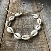 Cowrie Shell Personalized Bracelet Anklet Initial Gold filled Heart